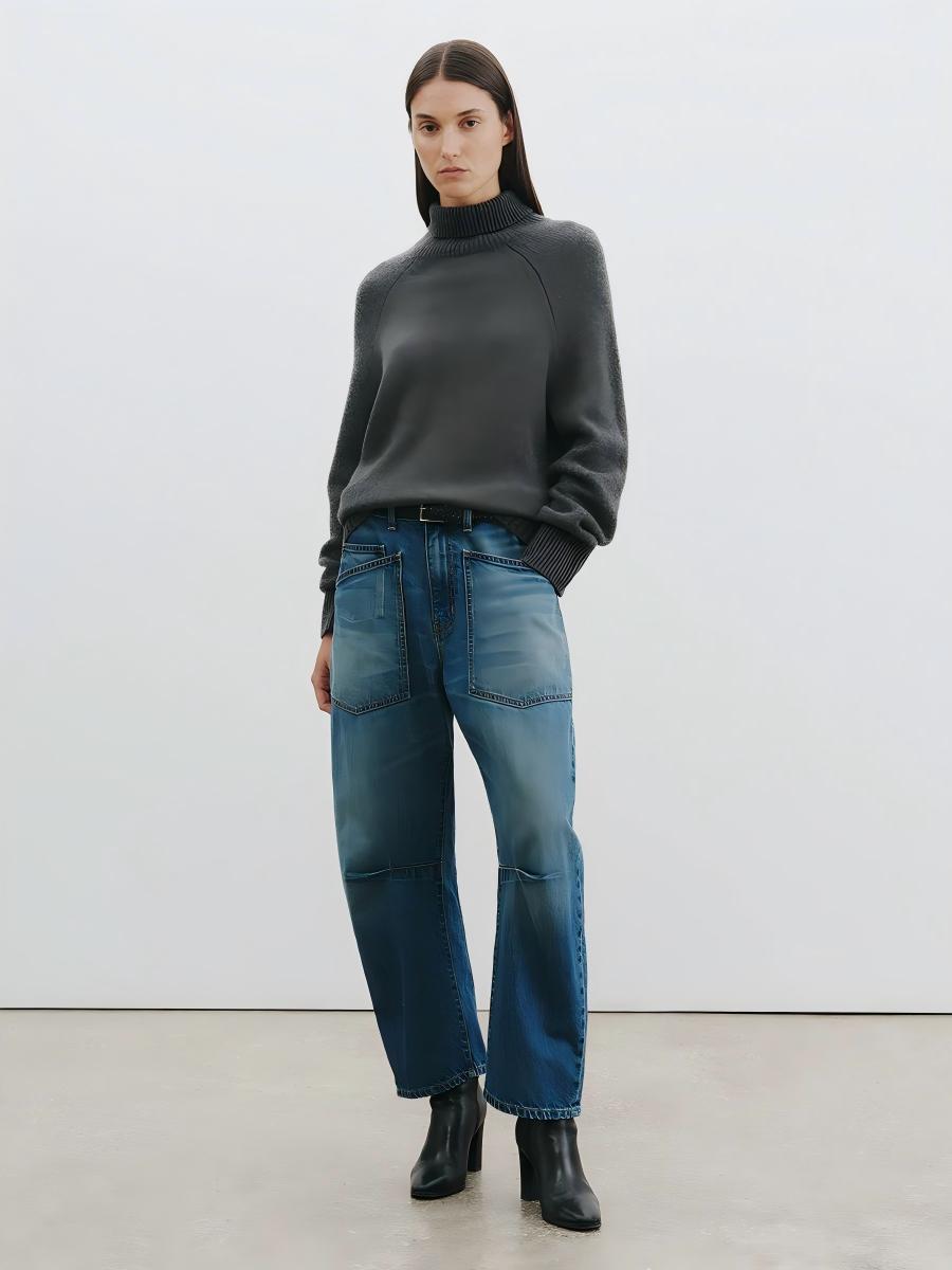 AURA | Blusa capa de gasa y jeans de corte curvo